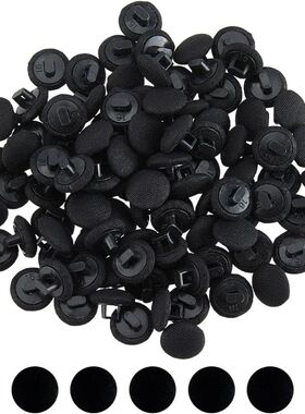 100Pcs Black Satin Cloth Buttons 9.5mm Fabric Button