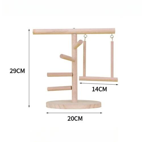 Parrot Stand Bird Cage Solid Wood Swing Stand Pole Rotating