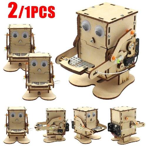 DIY Robot Eating Coin Wood Model Teaching Learning Stem