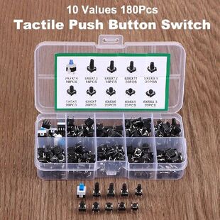 【10 Values 180Pcs Tactile Push Button Switch Momentary