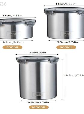 Storage Jars 500/900/1400ml Stainless Steel Sealed