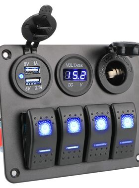 4 Gang DC 12V/24V Dual USB Port Digital Voltmeter Circuit