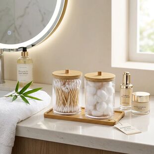 Swab 10oz 2Pack Cotton with Tray Dispenser Acrylic Holder