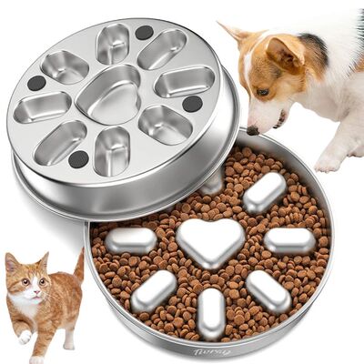 Stainless Steel Slow Feeder Dog Bowls Pet Anti Choking