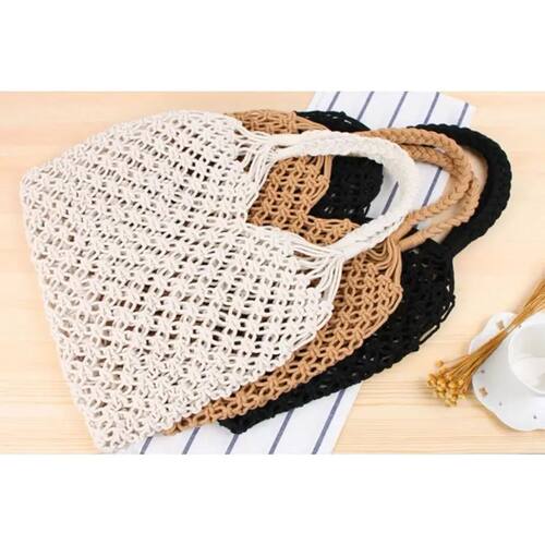 2026 Wind Cotton Handmade Woven Bag Beach Bag One Shoulder
