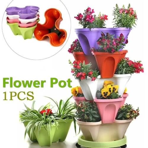 2026 Stackable Plastic Flower Pot Planter Plant Vase Holder
