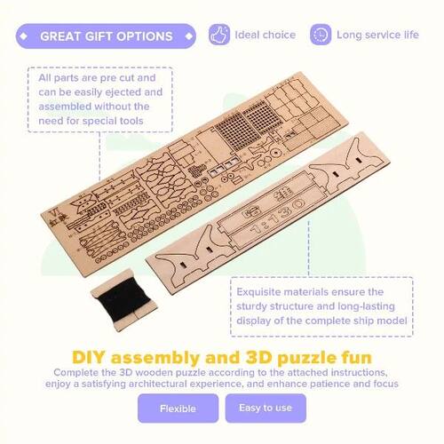 Utility Design 1 Pc DIY Wooden Assembly Sailing Ship Model
