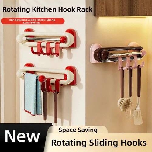 Wall Rotating Sliding Hooks Non Perforated Waterproof Wall