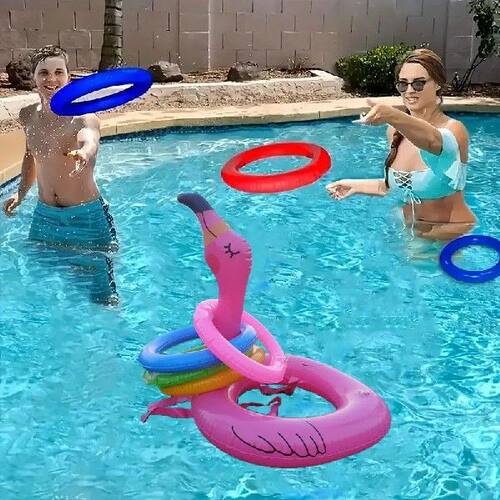Flamingo Inflatable Ring Toss Game - Pool Party Toys