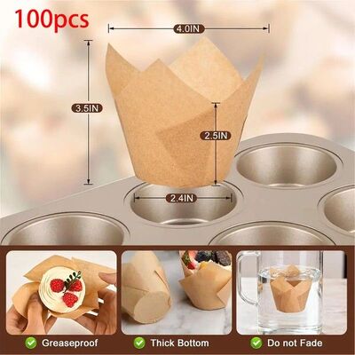 Industrial Tools 100pcs Natural Tulip Cupcake Liners for