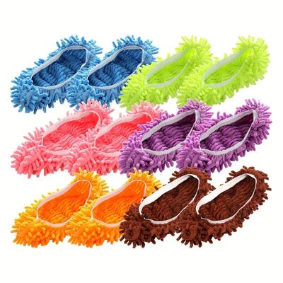 30pcs Multi Color Soft Chenille Lazy Mop Shoe Covers Floor