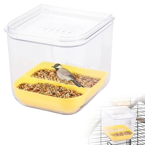 Bird Cage Feeder Transparent Parrot Seed Food Container