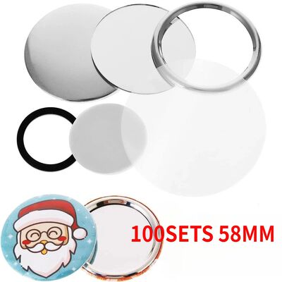100PCS 58MM Blank Mirror Badge Button Maker Part DIY Round