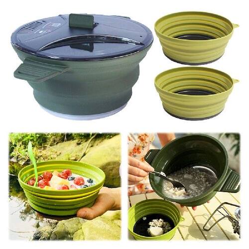 Outdoor Collapsible Pot with 2 Foldable Bowls Heat