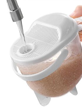 Hand-Free Rice Washer Kitchen Colanders Strainer Bowl With