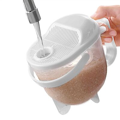 Hand-Free Rice Washer Kitchen Colanders Strainer Bowl With