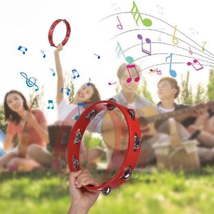 8-inch Tambourine for Adults Pleasant Jingle Sound Red Hand