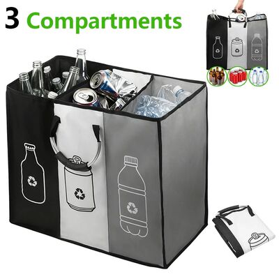 3 Compartment Empty Bottle Storage Basket Waste Trash