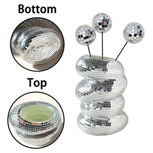 Utility Design Disco Ball Vase with Silver Mirror Finish