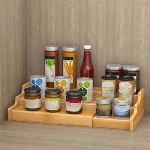 3-Tier Spice Rack Organizer Bamboo Expandable Spice Storage