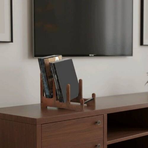 Wooden Vinyl Record Holder Brown Large Capacity Album