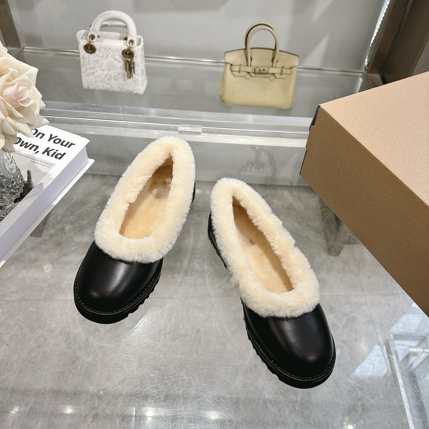 欧美风一脚蹬毛毛棉鞋女单鞋