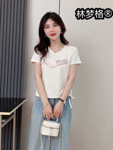 夏季 修身 ins设计感百搭时尚 显瘦洋气印花T恤 简约字母2024夏装