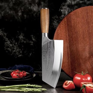 戈妮40Cr13不锈钢菜刀花梨木手柄切片刀家用厨房刀具开刃