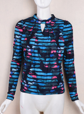 （捡漏M）2025品wei女装春秋季内搭长袖金丝绒打底衫蓝色撤柜尾货