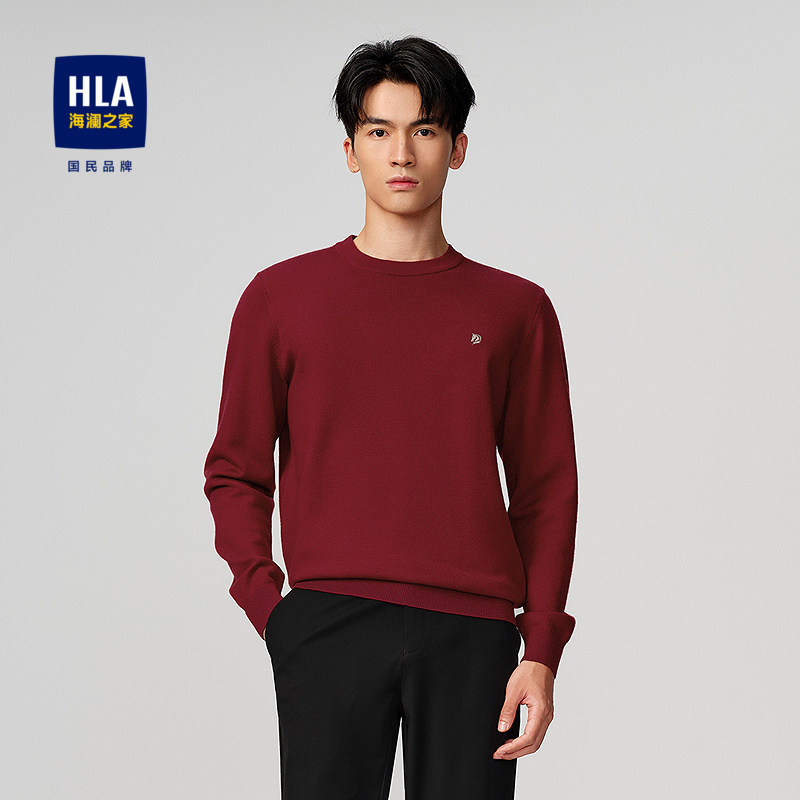 HLA/海澜之家休闲长袖针织衫2025秋季新款圆领套头时尚修身毛衣男,男装,针织衫/毛衣,淘宝优惠券,粉丝福利购,淘宝优惠卷