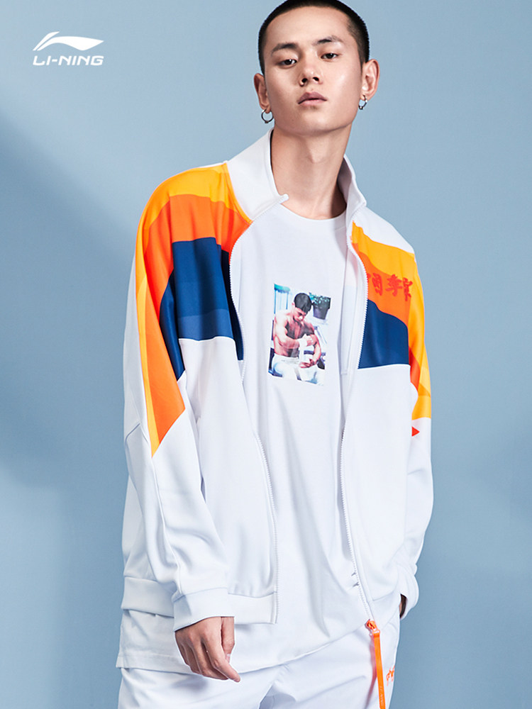 중국 리 닝 뉴욕 패션 위크 재킷 남자 봄 가을 새로운 재킷 카디건 긴 소매 스탠드 칼라 패션 스포츠웨어