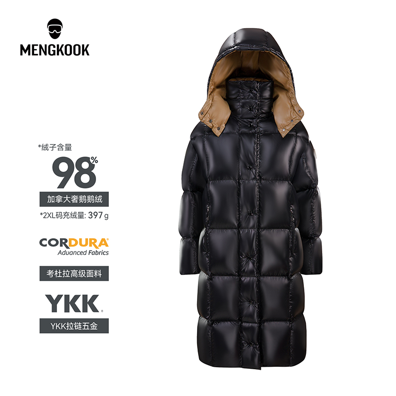 MENGKOOK加拿大奢鹅98鹅绒女皇中长款考杜拉面料YKK拉链外套9037