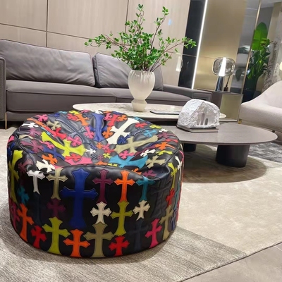 克尔罗家懒人沙发 凳子 抱枕十字架绣花皮墩