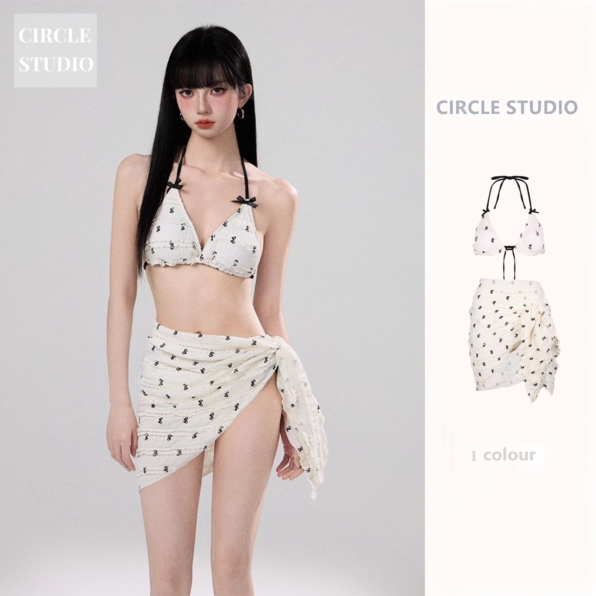 2025新款三件套比基尼甜美可爱少女性感辣妹三点温泉度假海边泳装