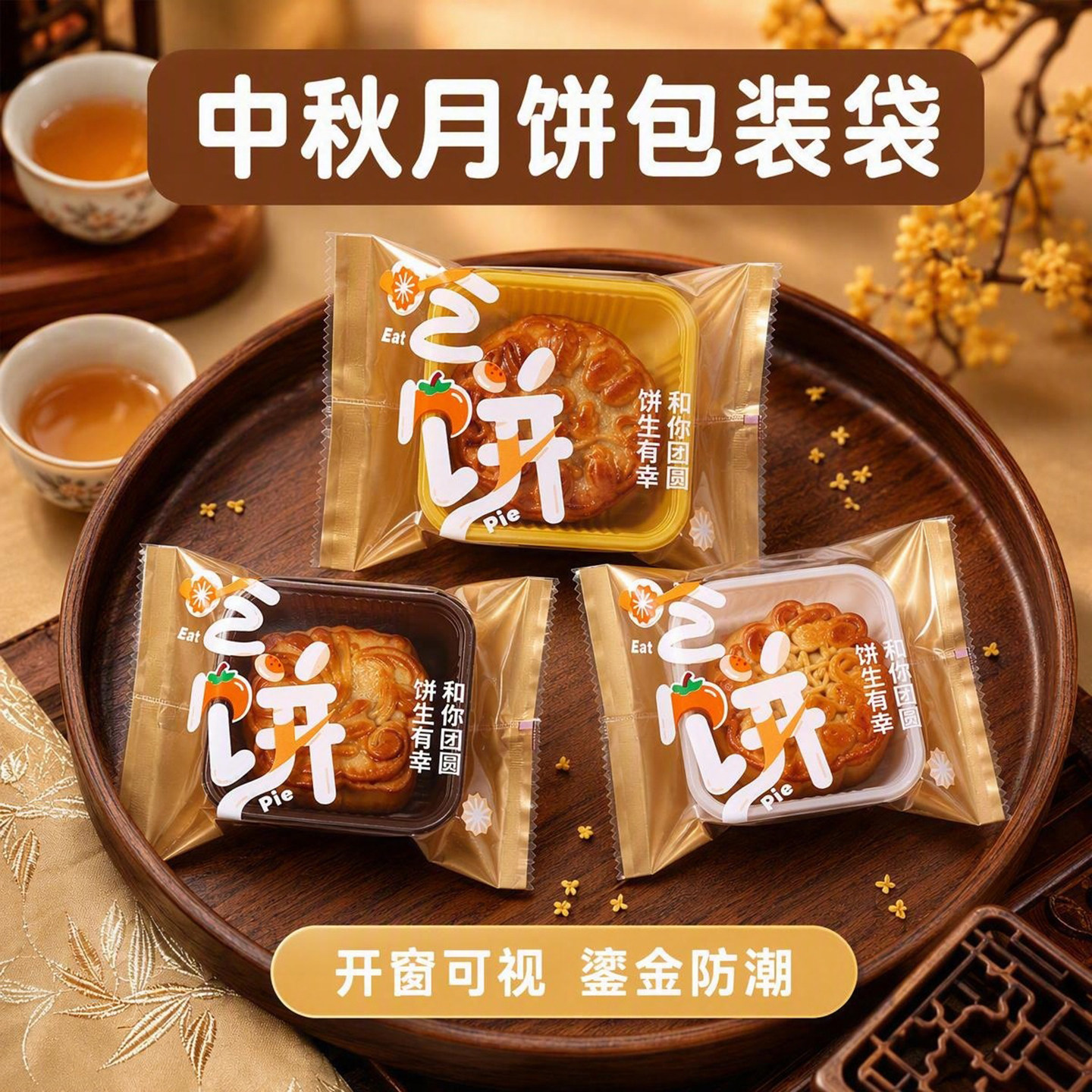 月饼包装袋和底托100克透明苏式流心纯手工火腿月饼袋2026新款