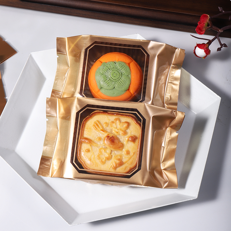 含底托透明中秋流心月饼包装袋