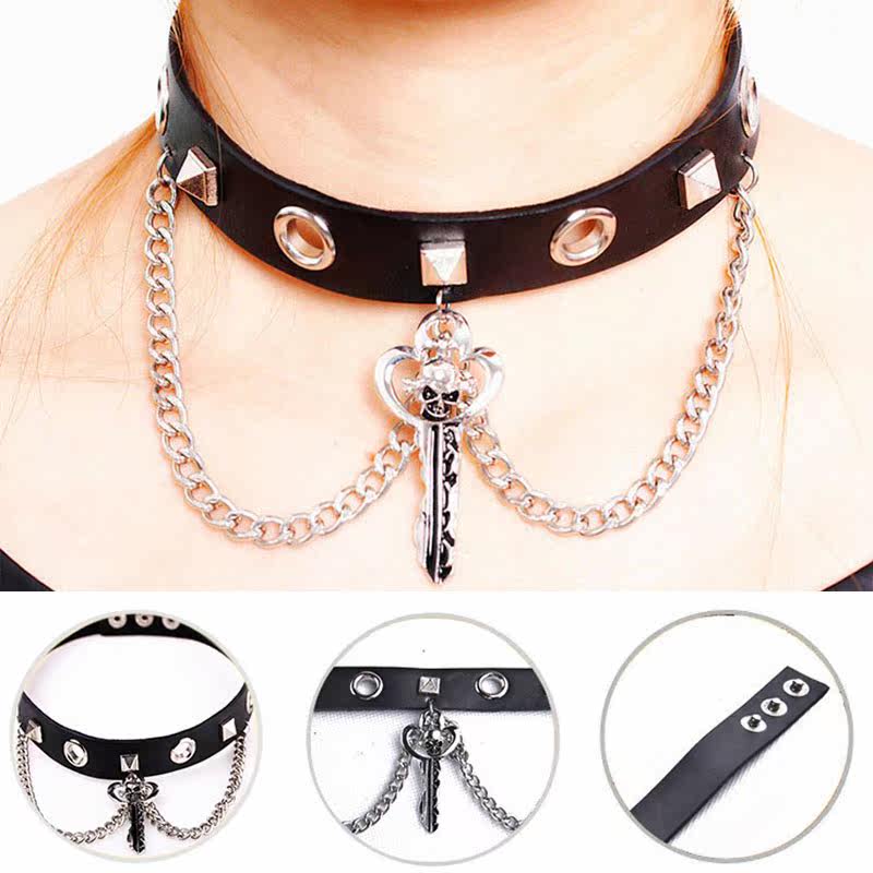 Europe Fashion Women Cool Gothic Key Skeleton Leather Collarin the Agricultural goods , Fertilizer , Other fertilizers  category - from Buy2taobao.com to provide professional Taobao agent buy service