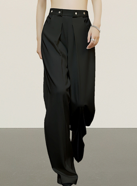 欧货西装裤夏女高腰黑色显瘦休闲时尚新款气质百搭垂感阔腿裤