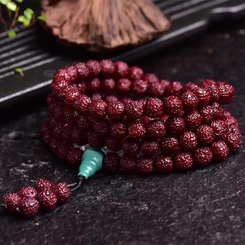 机刷包浆玉化6瓣小金刚菩提子手链 六瓣金刚菩提8mm108颗佛珠手串