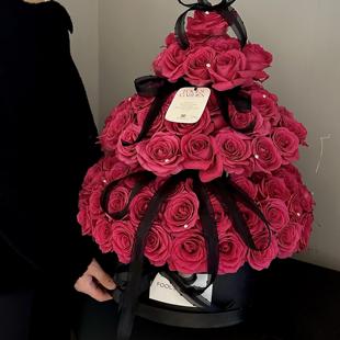 元 旦弗洛伊德玫瑰花蛋糕塔鲜花速递同城生日花束配送全国北京跨年