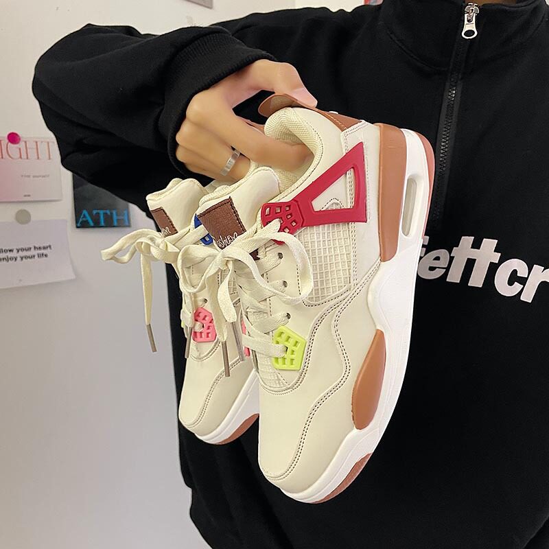 板鞋美式复古鸳鸯篮球气垫鞋男 春季休闲跑步鞋情侣彩色运动鞋女