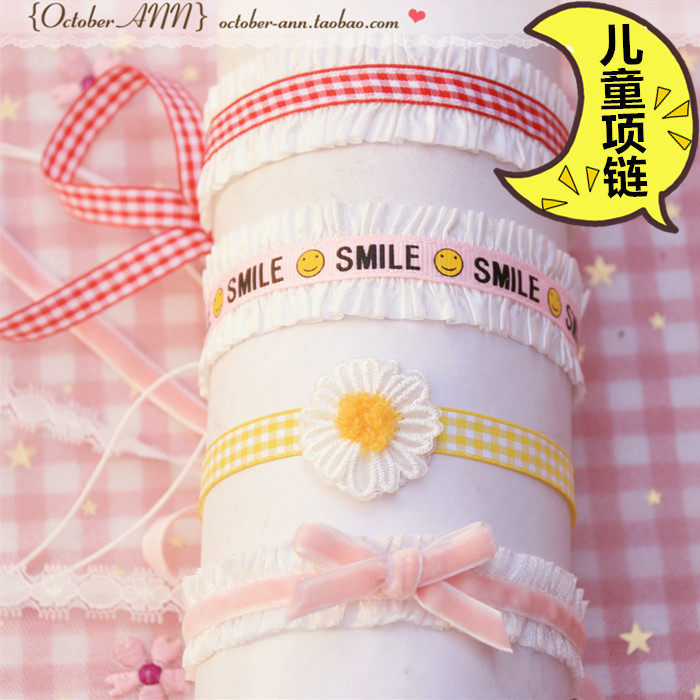 儿童项链无金属系带脖饰小女孩子锁骨链甜美可爱仙choker颈带项圈