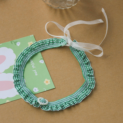 弹力格子花边系带choker项链