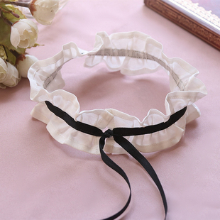 宽3.5CM黑白色女仆颈带圈项链cos日常装 配饰品猫系布艺锁骨链现货