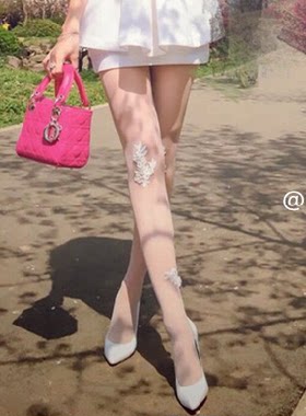手工蕾丝珍珠公主风连裤打底袜