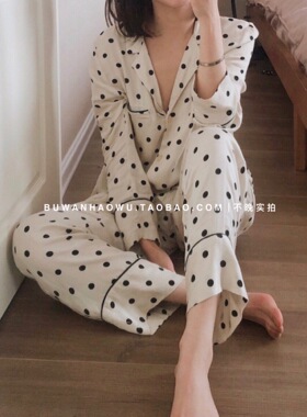 外贸原厂| 狠货O家原单燕麦波点洋气舒服人棉贡缎睡衣家居服 情侣