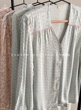 绝绝子|好看又舒服！外贸工厂四季无领小碎花清新宽松家居服睡衣