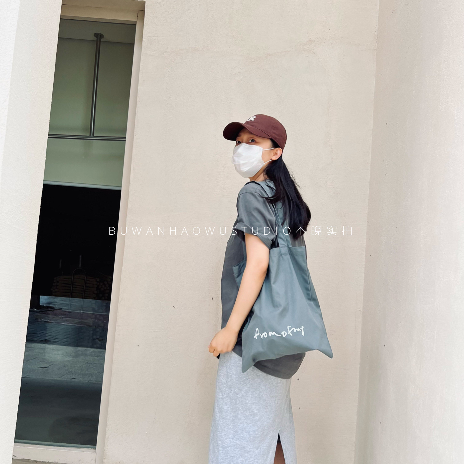 韩国ins同款from of my简约小众帆布包大容量单肩包购物布袋