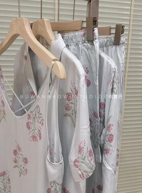 温柔的调调|舒服啊莫兰迪温柔清新四季家居服睡裙套装棉绸