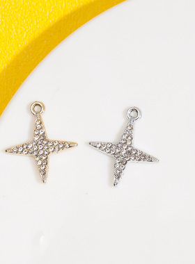 海星配饰挂件四角型镶钻小吊坠合金饰品配件diy手链项链服饰材料